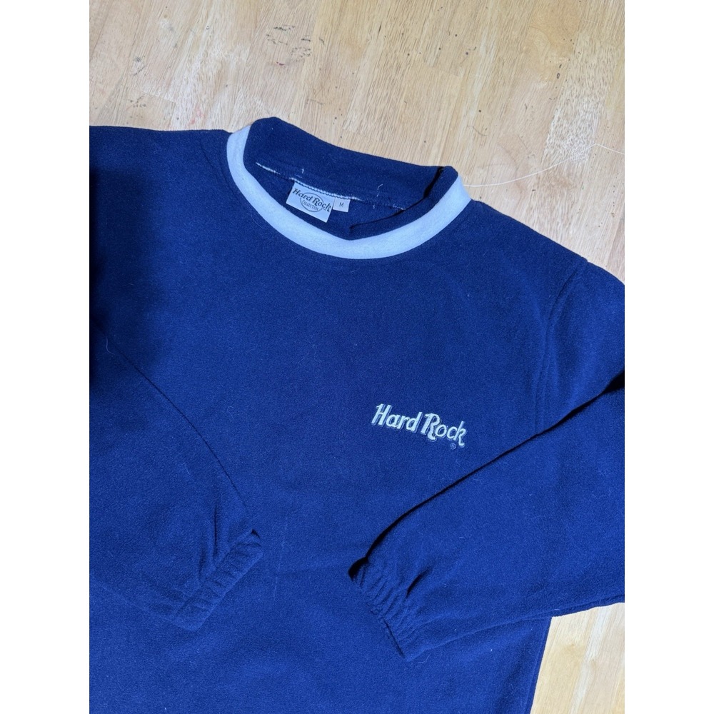 Vintage Hard Rock Collection Fleece Pullover Mens Medium Blue Crewneck USA Made